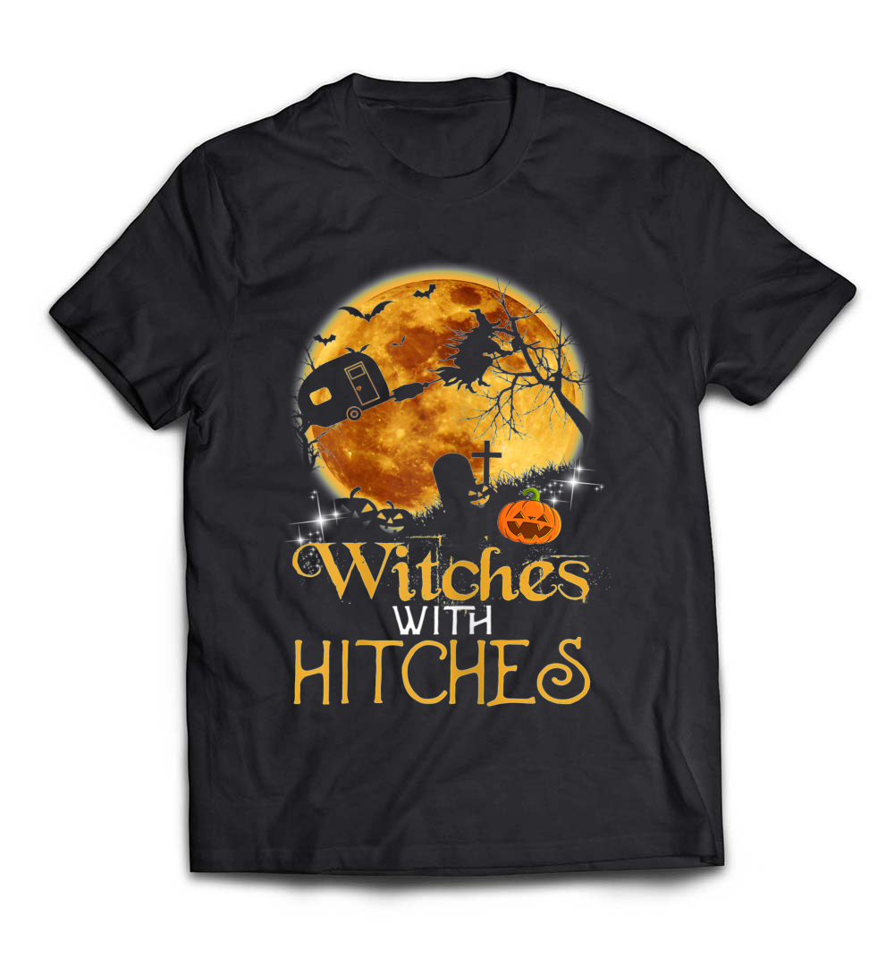 “Witches With Hitches” Funny Halloween Camping T-Shirt – The Perfect Tee for Spooky RV Lovers